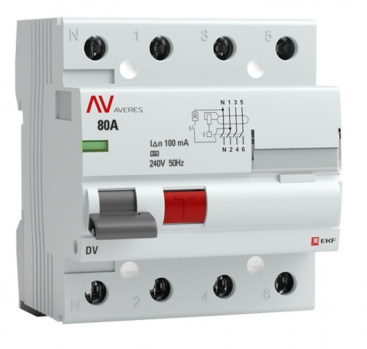 

УЗО EKF rccb-4-80-100-a-av DV 4P 80А/100мА (A) AVERES, rccb-4-80-100-a-av