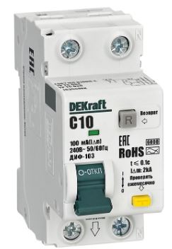 

Автомат дифференциальный DEKraft 16355DEK 1P+N 10А 100мА A х-ка C ДИФ-103 6кА, 16355DEK