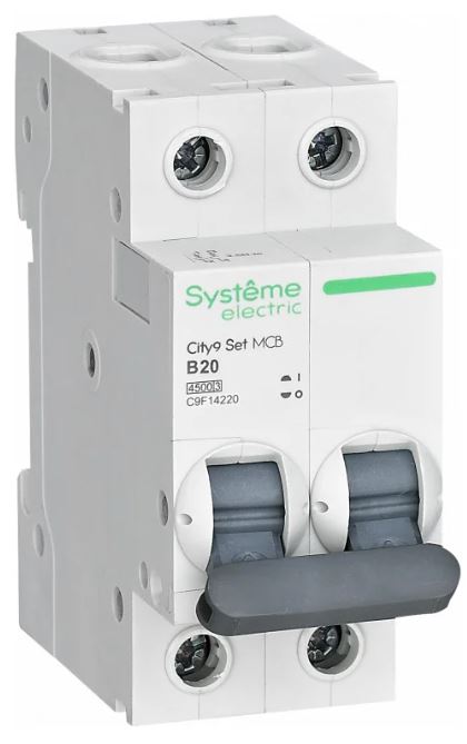 

Автоматический выключатель Systeme Electric C9F14220 City9 Set B 20А 2P 4.5kA 230В, C9F14220