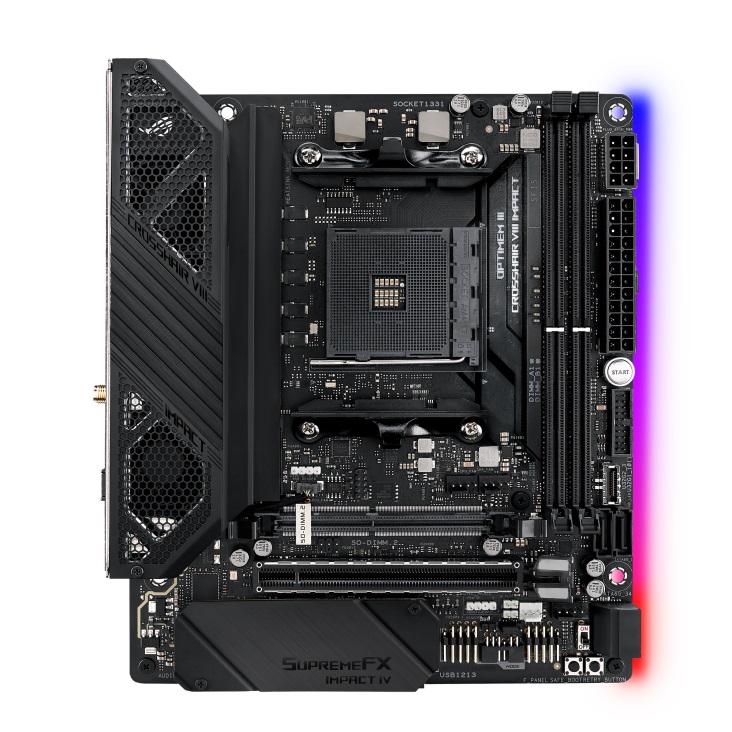 

Материнская плата mDTX ASUS ROG CROSSHAIR VIII IMPACT (AM4, AMD X570, 2*DDR4, 2*PCIe, 2*M.2, 4*SATA, WiFi, BT, 8*USB 3.2), ROG CROSSHAIR VIII IMPACT