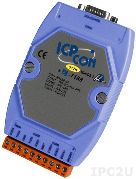 Изображение товара Промышленный контроллер ICP DAS I-7188/512 CR с RS-485 и Modbus