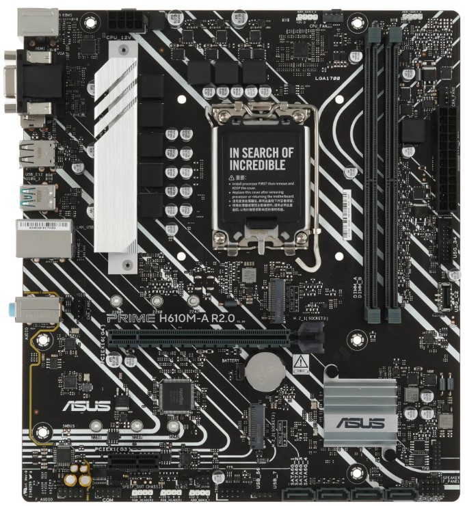 

Материнская плата mATX ASUS PRIME H610M-A R2.0 (LGA1700, H610, 2*DDR5, PCIe, 4*SATA, 2*M.2, 2*USB 3.2, 4*USB 2.0, HDMI, DP, VGA), PRIME H610M-A R2.0