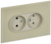 фото Розетка двухместная без заземления IEK SK-R20-10-K10