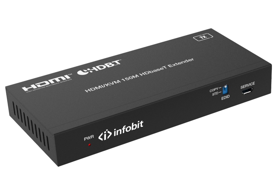 

Удлинитель HDMI Infobit E150SK HDBaseT (Tx и Rx), HDMI 18,0 Гбит/с, 150 м для 1080p, 120 м для 4K/60 Гц., KVM, двунаправленный ИК и RS232, POC, HDCP 2, E150SK