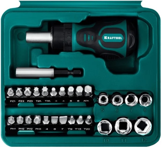 

Отвертка Kraftool Kompakt-29 25556-H29 Kraftool реверсивная с насадками, 29 предметов, Kompakt-29