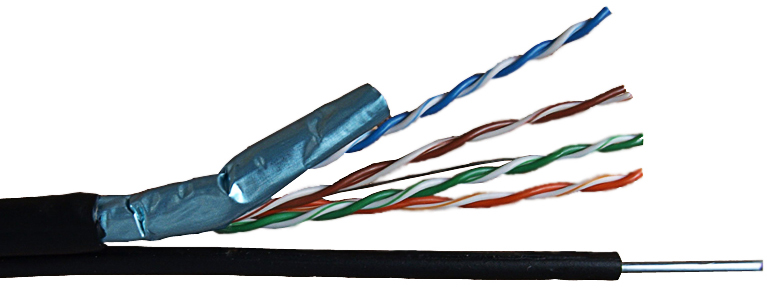 

Кабель витая пара F/UTP 5e кат. 4 пары Neomax NM20041 23AWG(0.52 мм), медь, одножильный (solid), внешний, с троссом, PE, чёрный, уп/305м, NM20041