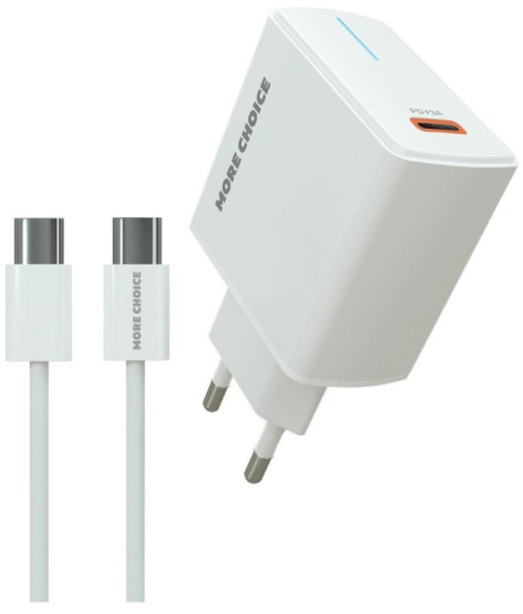 Изображение товара Зарядное устройство More Choice NC60a 20W Type-C с кабелем