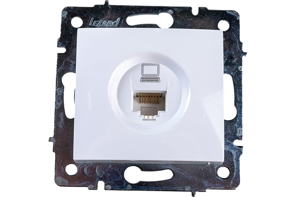 

Розетка компьютерная Lezard 707-0288-139 1-м СП Karina RJ45 механизм, белая, 707-0288-139