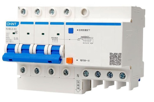 Изображение товара Автомат CHINT 982161 NXBLE-63 4П 40А с токоутечкой 30мА для защиты сети