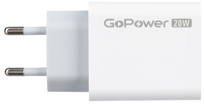 

Зарядное устройство сетевое GoPower GPQC08 00-00028401 1USB+1Type-C 20W QC3.0 белый (1000773526), GPQC08