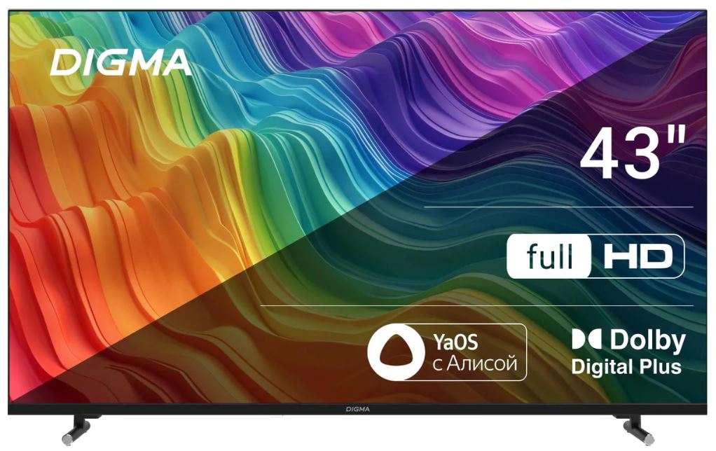 

Телевизор LED Digma DM-LED43SBB33 43" Яндекс.ТВ Frameless Metal черный FULL HD 60Hz DVB-T DVB-T2 DVB-C DVB-S DVB-S2 USB WiFi Smart TV, DM-LED43SBB33