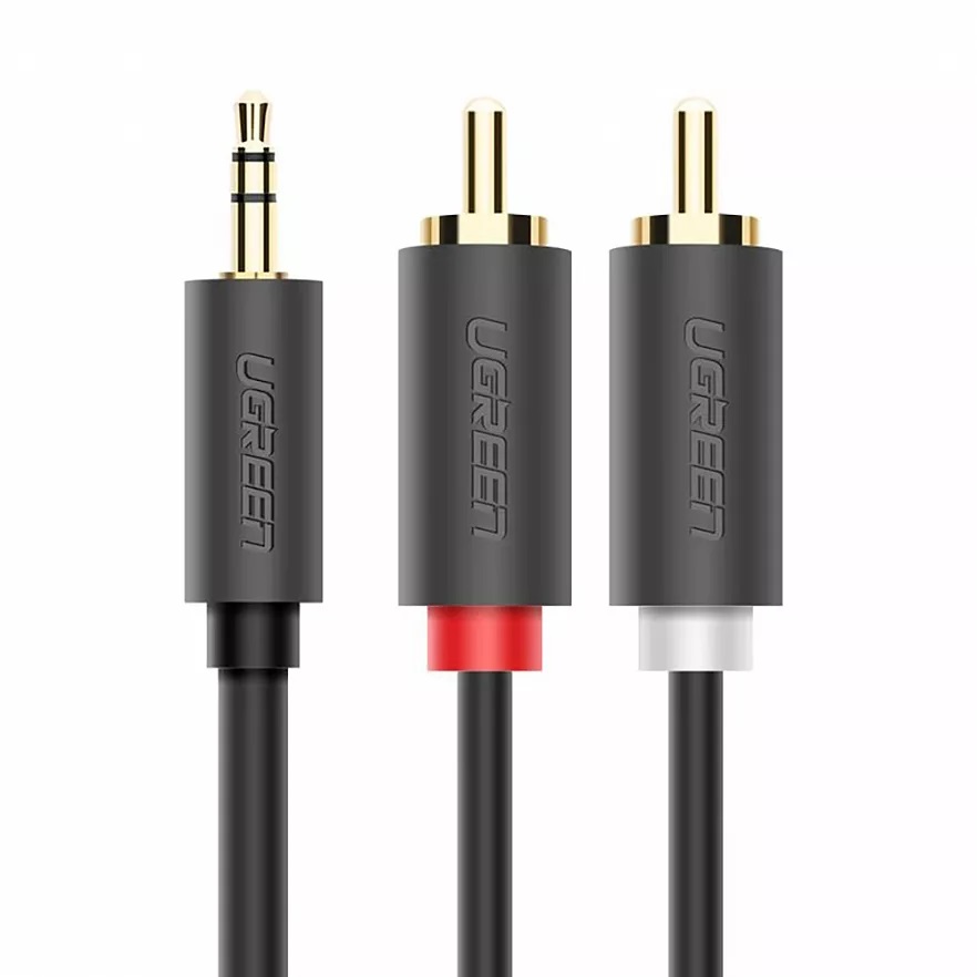 

Кабель интерфейсный UGREEN AV102 10511_ аудио 3.5mm Male to 2RCA Male Audio. Длина: 1,5м. Цвет: серый, AV102