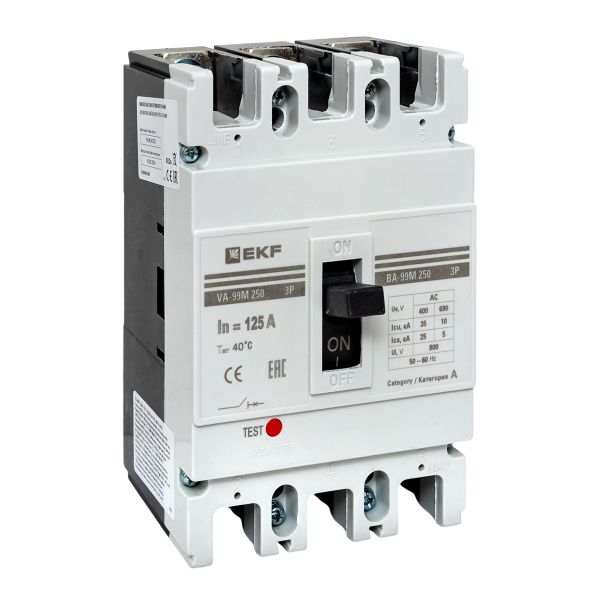 

Автоматический выключатель в литом корпусе EKF mccb99-250-125m ВА-99М 250/125А 3P 35кА, mccb99-250-125m