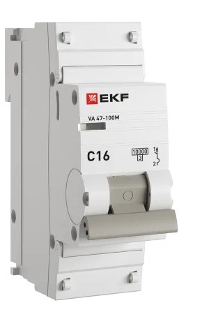 

Автоматический выключатель EKF mcb47100m-1-16C-pro 1P 16А (C) 10кА ВА 47-100M без тепл. расцепит. PROxima, mcb47100m-1-16C-pro