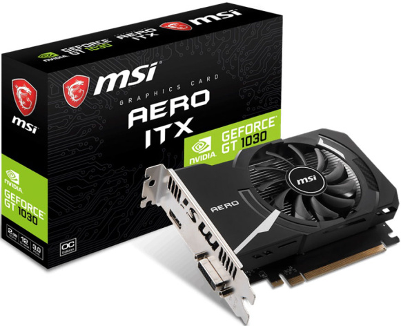 Изображение товара Видеокарта MSI GeForce GT 1030 AERO ITX 2GD4 OC для игр и мультимедиа