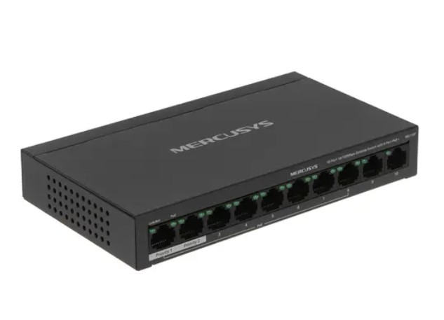 

Коммутатор неуправляемый Mercusys MS110P 10-Port 10/100Mbps with 8-Port PoE+, MS110P