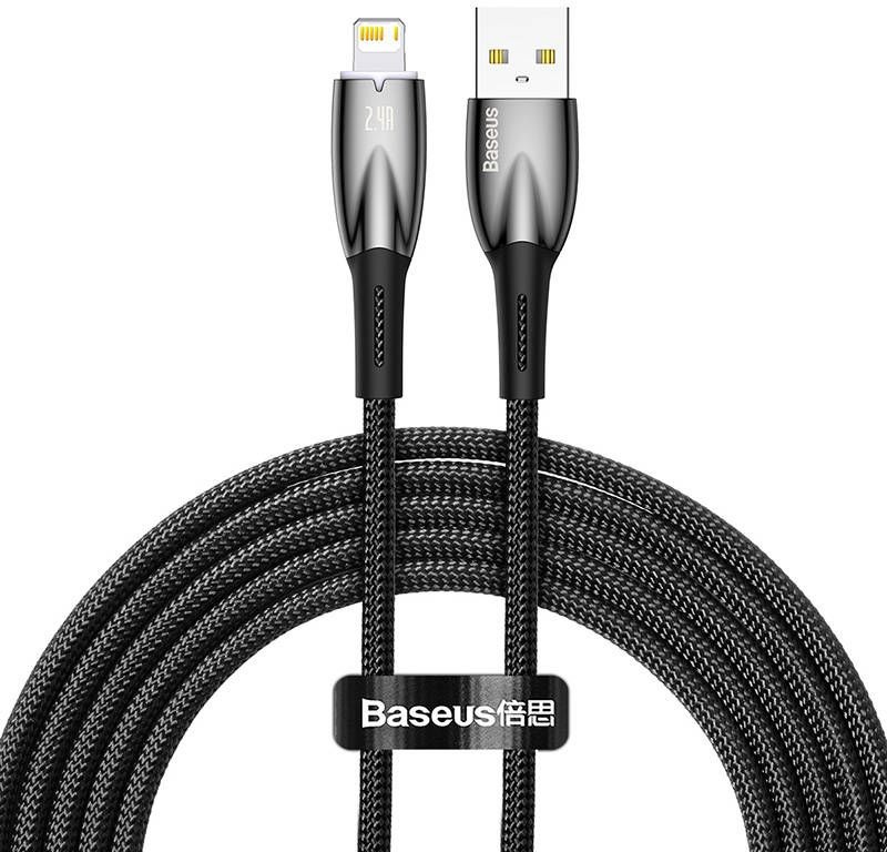 

Кабель интерфейсный Baseus CADH000301 Glimmer Series Fast Charging Data USB to Lightning 2.4A 2m Black (передача данных, питание устройств, скорость п, CADH000301