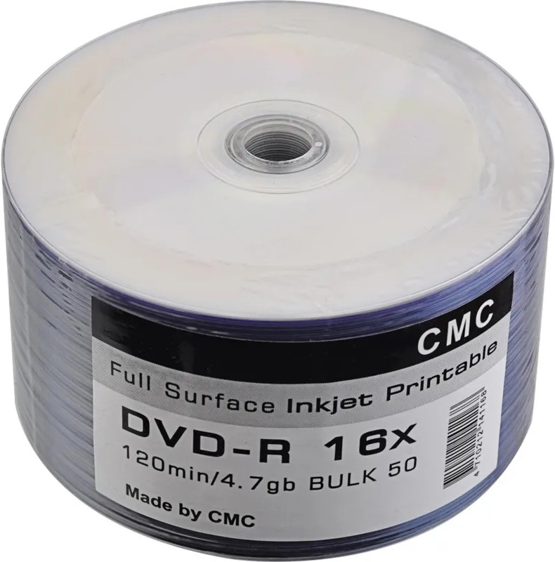 Диск DVD-R CMC CMCDVDRPRB50 4,7 GB 16x Bulk/50 Full Ink Print (141168)
