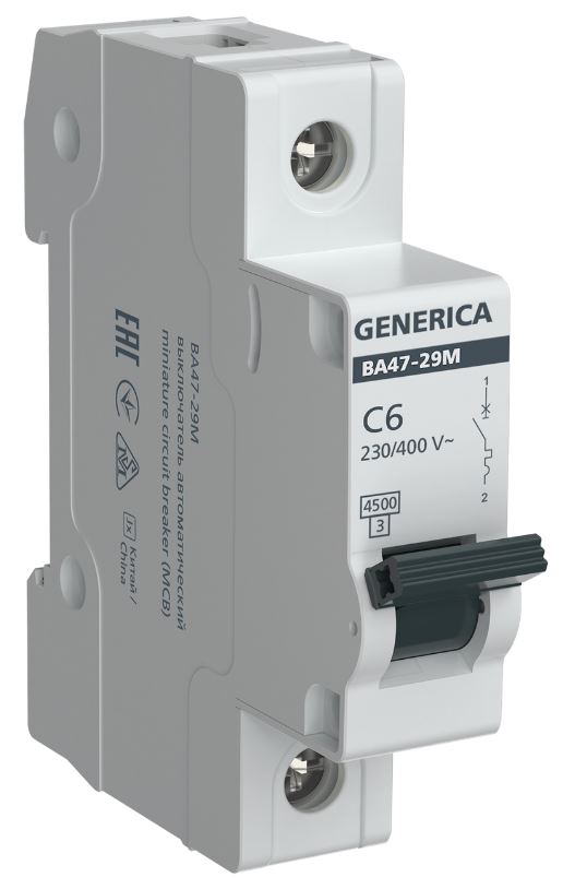 Автоматический выключатель GENERICA MVA21-1-006-C-G