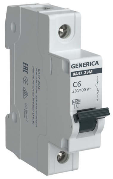 Изображение товара Автоматический выключатель GENERICA MVA21-1-006-C-G