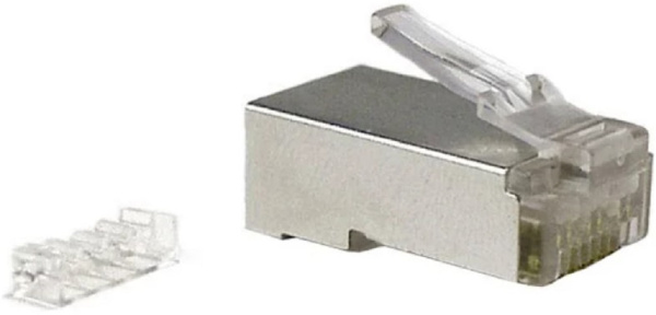 Изображение товара Экранированный разъем Hyperline RJ45 Cat6 8P8C 100 шт для сетей высокой скорости