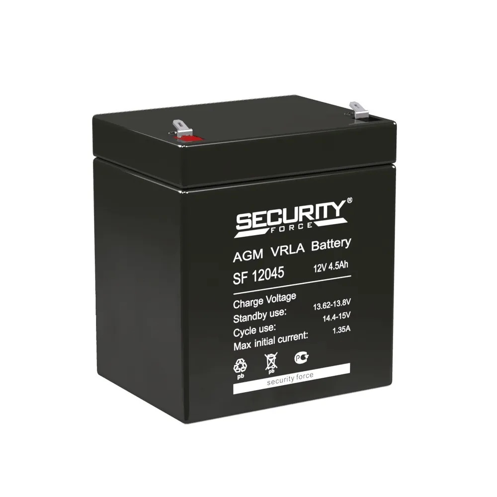 

Аккумулятор Security Force 12 В, 4.5 Ач SF 12045 герметичный свинцово-кислотный, 12 В, 4.5 Ач