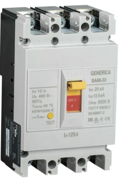 Изображение товара Автоматический выключатель в литом корпусе GENERICA SAV20-3-0125-G