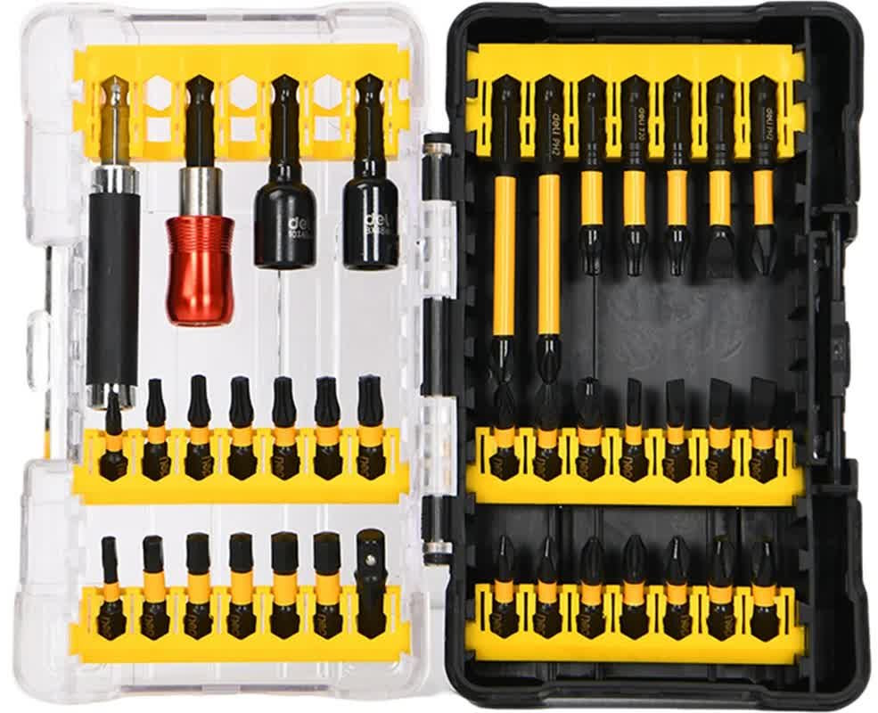 

Набор бит Deli DL251203 ударных и адаптеров 39 предметов в пластиковом кейсе сталь S2, DL251203