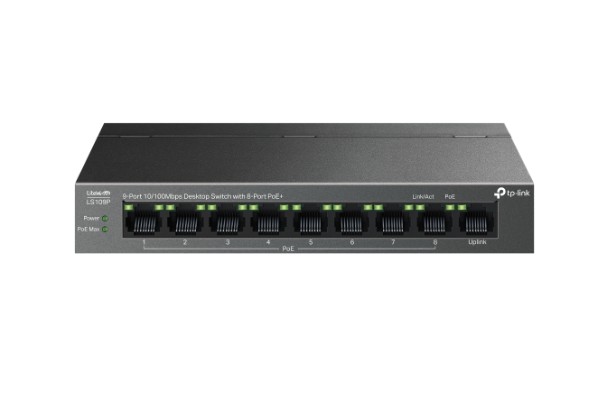 

Коммутатор неуправляемый TP-LINK LS109P 9х10/100 Мбит/с (8 портов PoE+), 802.3af/at, бюджет PoE-63 Вт, до 250 м., настольный, LS109P