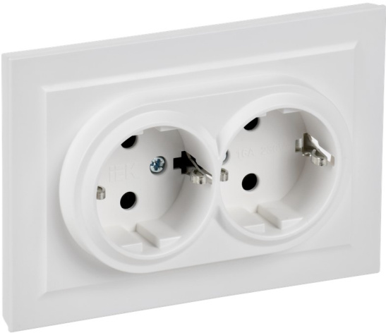 Изображение товара IEK BR-R24-16-K91-F Розетка двойная с заземлением BRITE арктический белый