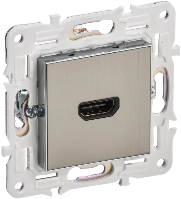 

Розетка HDMI IEK SK-H10-K50 SKANDY SK-H01N металл никель, SK-H10-K50