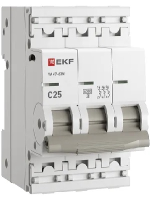 

Автоматический выключатель EKF M636325D 3P 25А (D) 6кА ВА 47-63N PROxima, M636325D