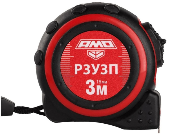 Изображение товара Рулетка AMO Р3У3П 3 метра с обрезиненным корпусом для строительных и хозяйственных работ