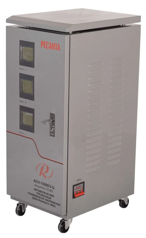 

Стабилизатор Ресанта 63/4/17 АСН-15000/3-Ц мощность 15000 Вт; линейное входное напряжение 240-450 В; фазное входное напряжение 140-260 В, 63/4/17