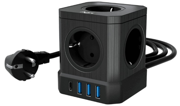 Изображение товара Сетевой фильтр AGNI TP‑VE4U5E‑C‑5m‑black с 5 розетками USB Type‑C и защитой