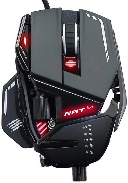 

Мышь Mad Catz R.A.T. 8+ MR05DCINBL000-0 чёрная, PMW3389, Omron, USB, 11 кнопок, 16000 dpi, RGB подсветка, R.A.T. 8+