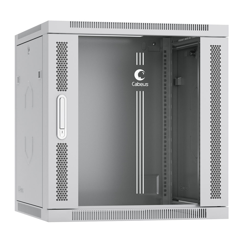 Шкаф настенный 19", 12U Cabeus SH-05F-12U60/60 600x600x635mm (ШхГхВ) дверь стекло