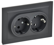 фото Розетка двухместная с заземлением в сборе  IEK BR-R21-16-K53-F