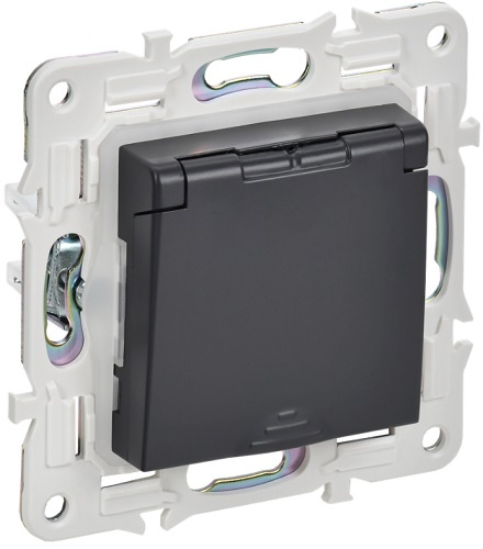 фото Розетка с заземлением с крышкой IEK SK-R16-16-44-K48 в Казани