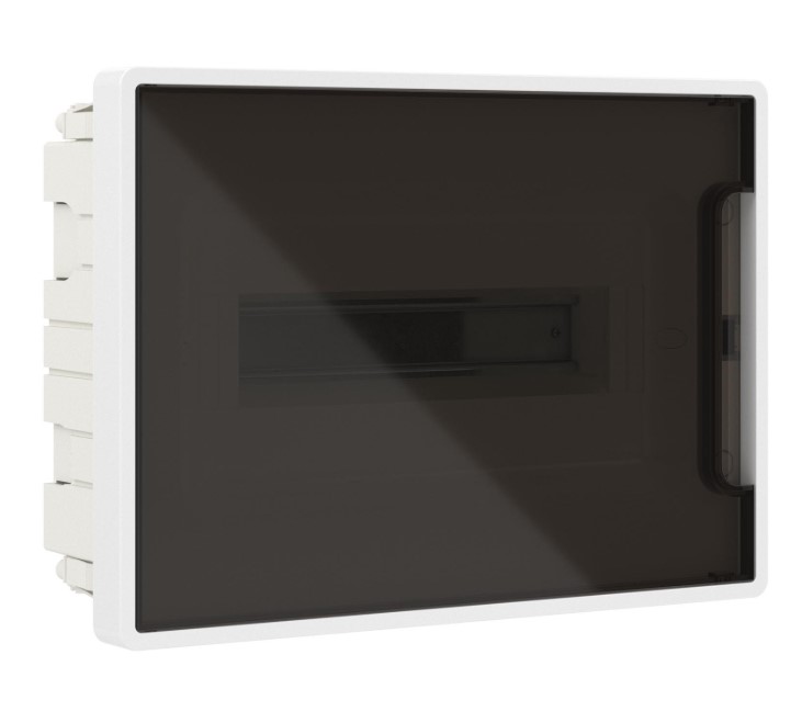 

Щит распределительный встраиваемый DKC F12B1WD 12 мод FRAME, белый, с тонированной дверцей, с 2 шинами PEN на 6 и 8 отв., F12B1WD