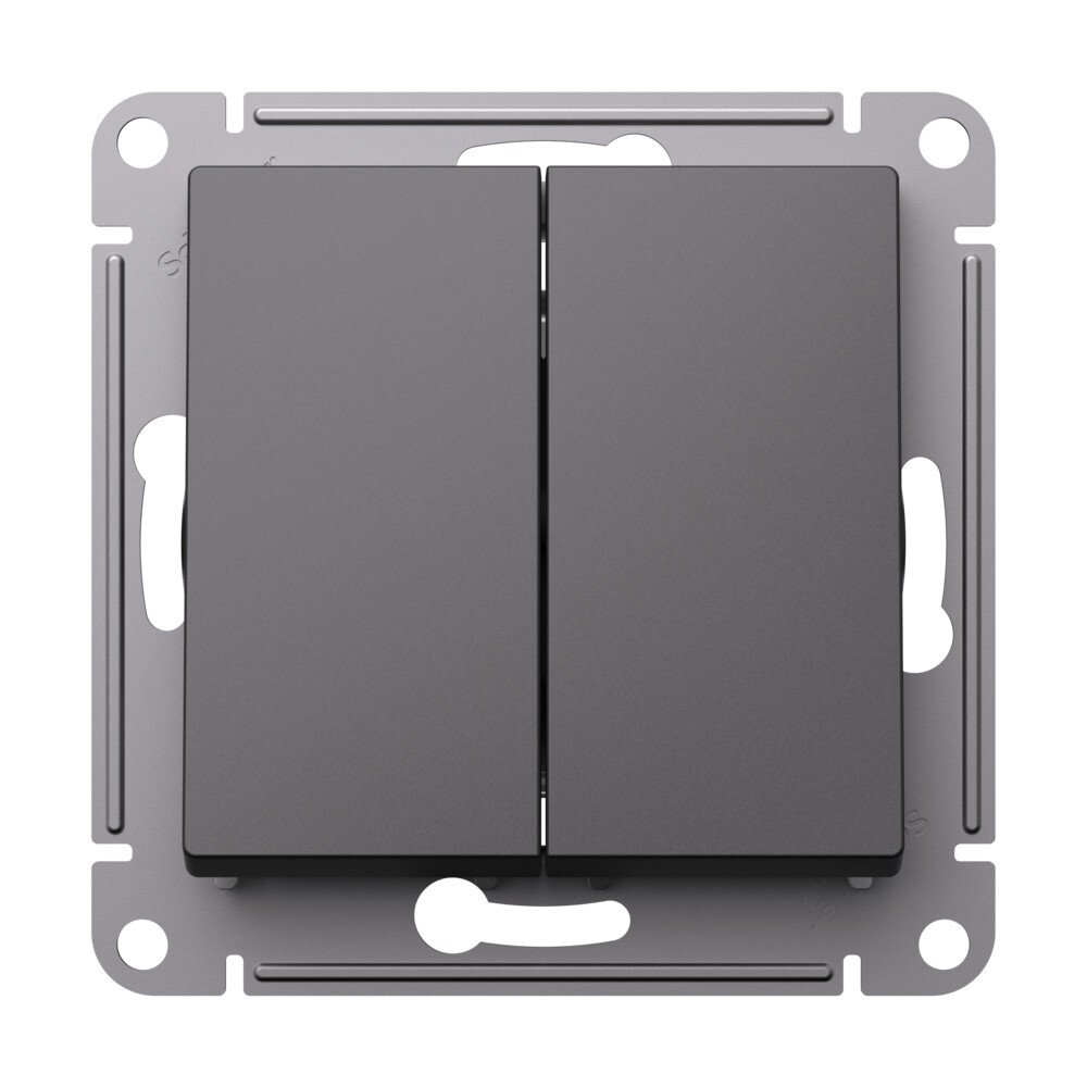 

Переключатель двухклавишный Systeme Electric ATN001465 AtlasDesign сх.6/2, 10АХ, механизм, базальт, ATN001465