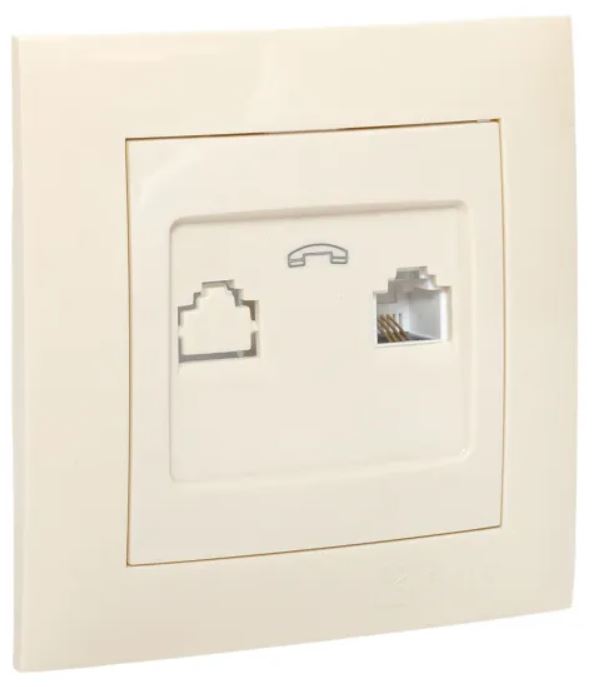 

Розетка телефонная в сборе EKF EWT01-034-20 Валенсия розетка телефонная RJ-11 1-местная кремовая, EWT01-034-20