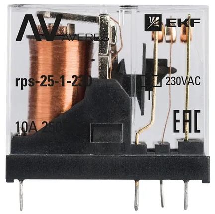 

Реле промежуточное EKF rps-25-1-230 РП slim 25/1 10A 230В AC, rps-25-1-230