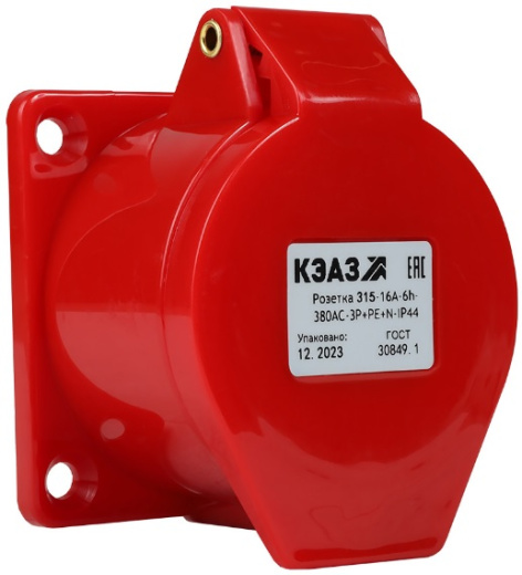 Изображение товара Силовая розетка КЭАЗ 222759 на 16А 5 полюсов 380В