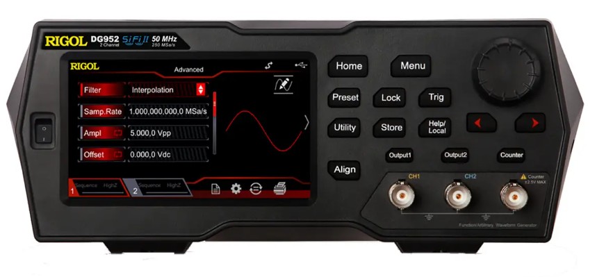 

Генератор сигналов Rigol DG952 50MHz 2 channel,250MSa/s sample rates,16bit resolution,16Mpt memory depth,7digits/s counter, DG952