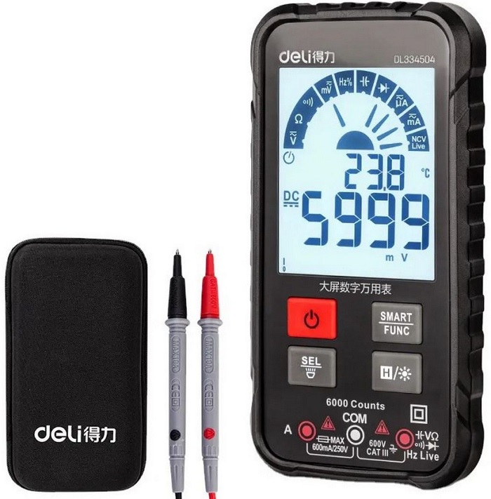 

Мультиметр цифровой Deli DL334504 многофункциональный, DL334504