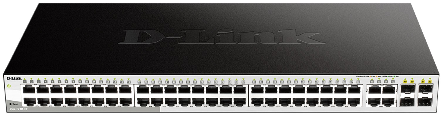

Коммутатор управляемый D-link DGS-1210-48/G3A L2, 48х1000Base-T, 4хCombo 1000Base-T/SFP, упрощенный интерфейс CLI, DGS-1210-48/G3A