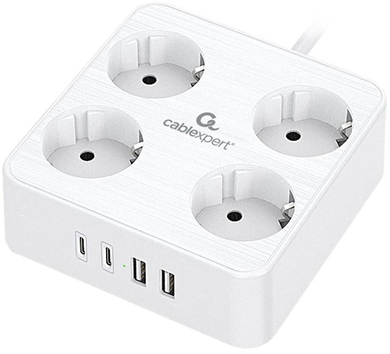 фото Сетевой фильтр  Cablexpert PLT-4-C2U2-W-3