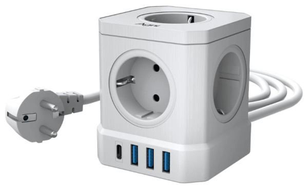 Изображение товара Сетевой фильтр AGNI TP‑VE4U5E‑C‑3m‑white с USB и защитой