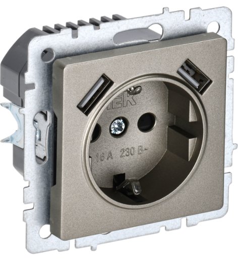 фото Розетка с заземлением  IEK BR-R14-16-U21-D21-K37 в Уфе